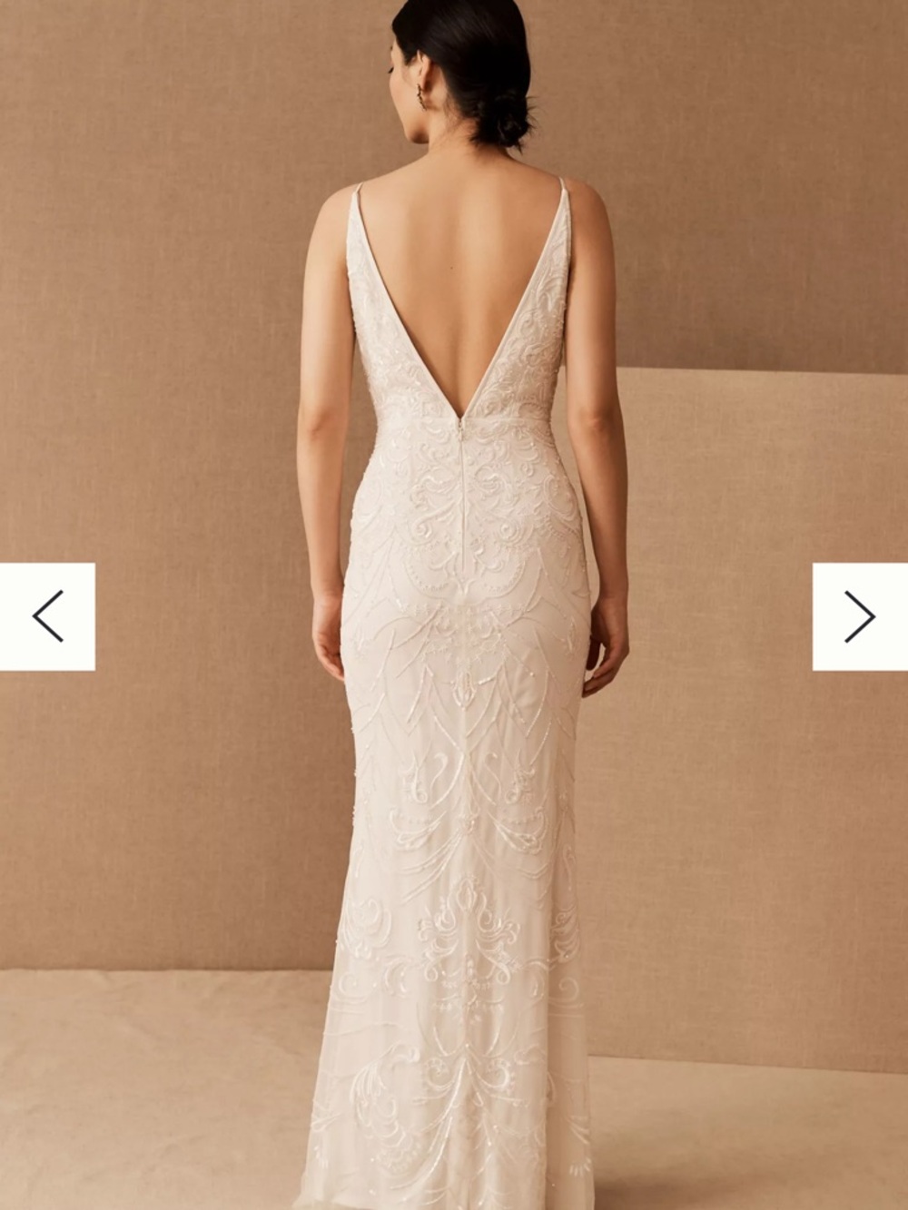 BHLDN The Shaylin Spaghetti Strap V-Neck Lace Evening Gown in Ivory - Picture 6 of 8